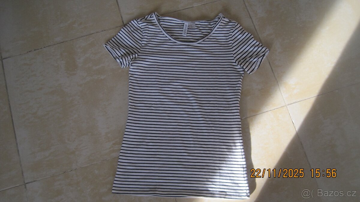 Triko H&M, proužek, vel. XS, kalhoty NIKE