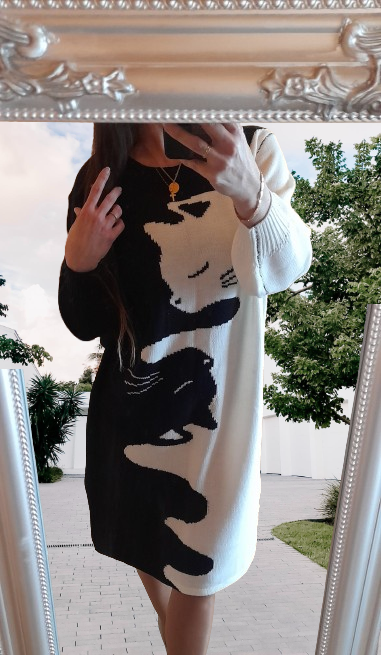 Shein kočičí svetrové šaty - NOVÉ