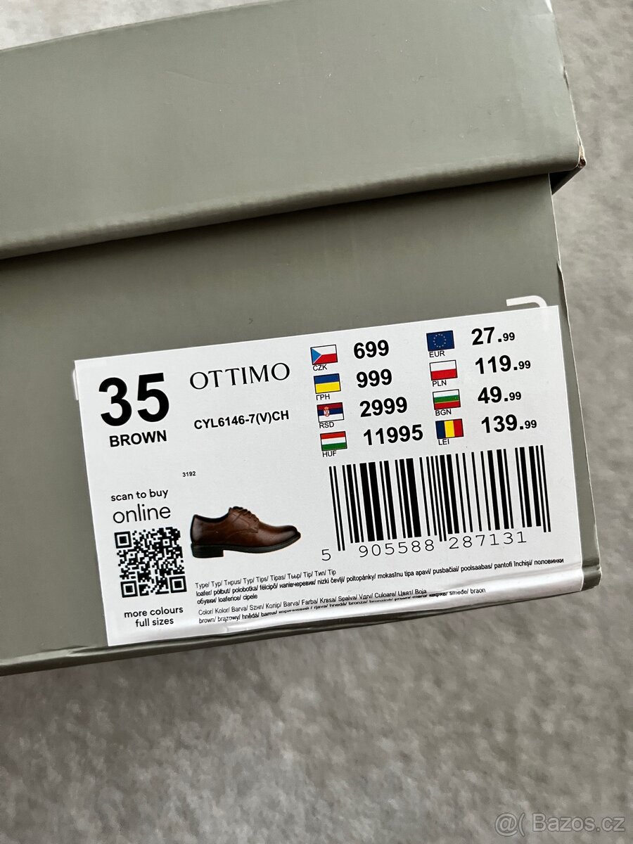 Společenské boty 35, hnědé
