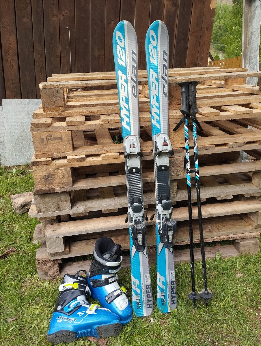 Lyže elen 120cm +lyžáky Nordica 35/36+hulky
