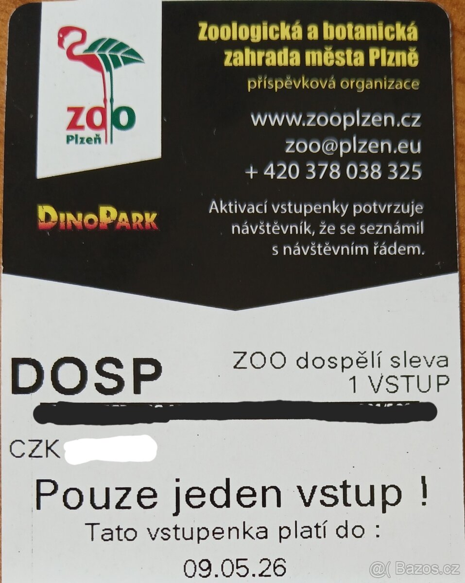 Zoo Plzeň 2 vstupenky pro dospělé