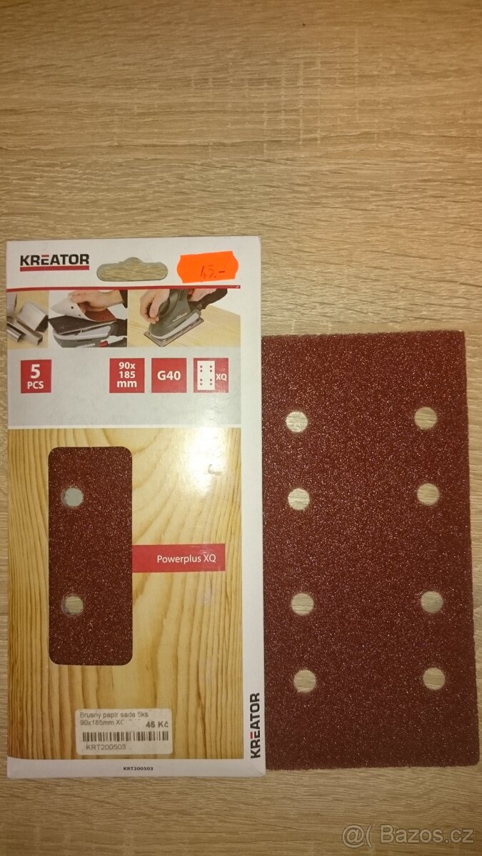 Prodám 5ks sada brusný papír dřevo 90 x 185mm Z40