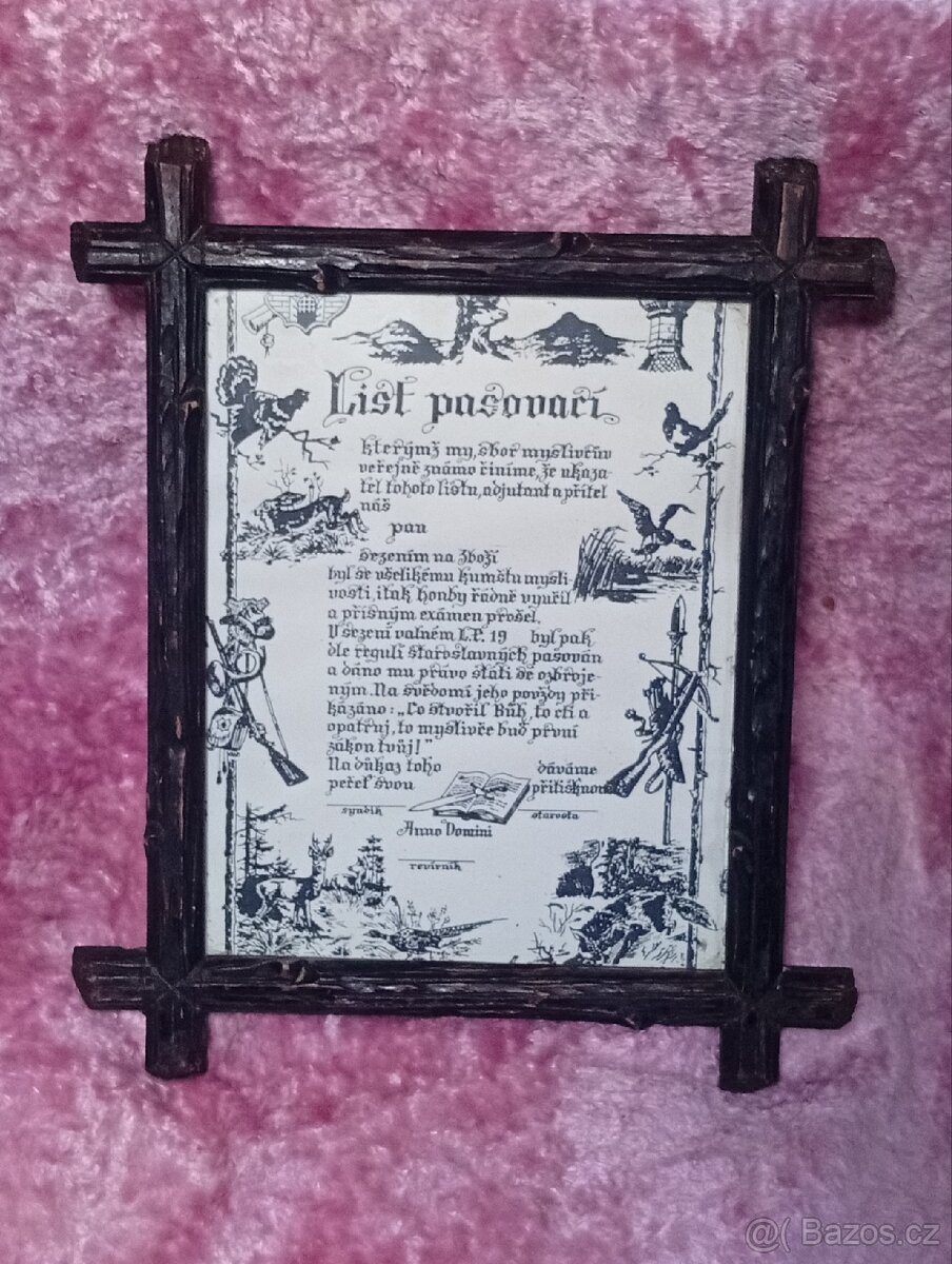 STAROŽITNÝ RÁMEČEK SE SKLEM 32 x 25 cm