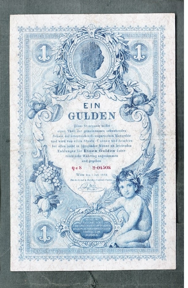 Staré bankovky Rakousko Uhersko 1 Gulden Forint 1888