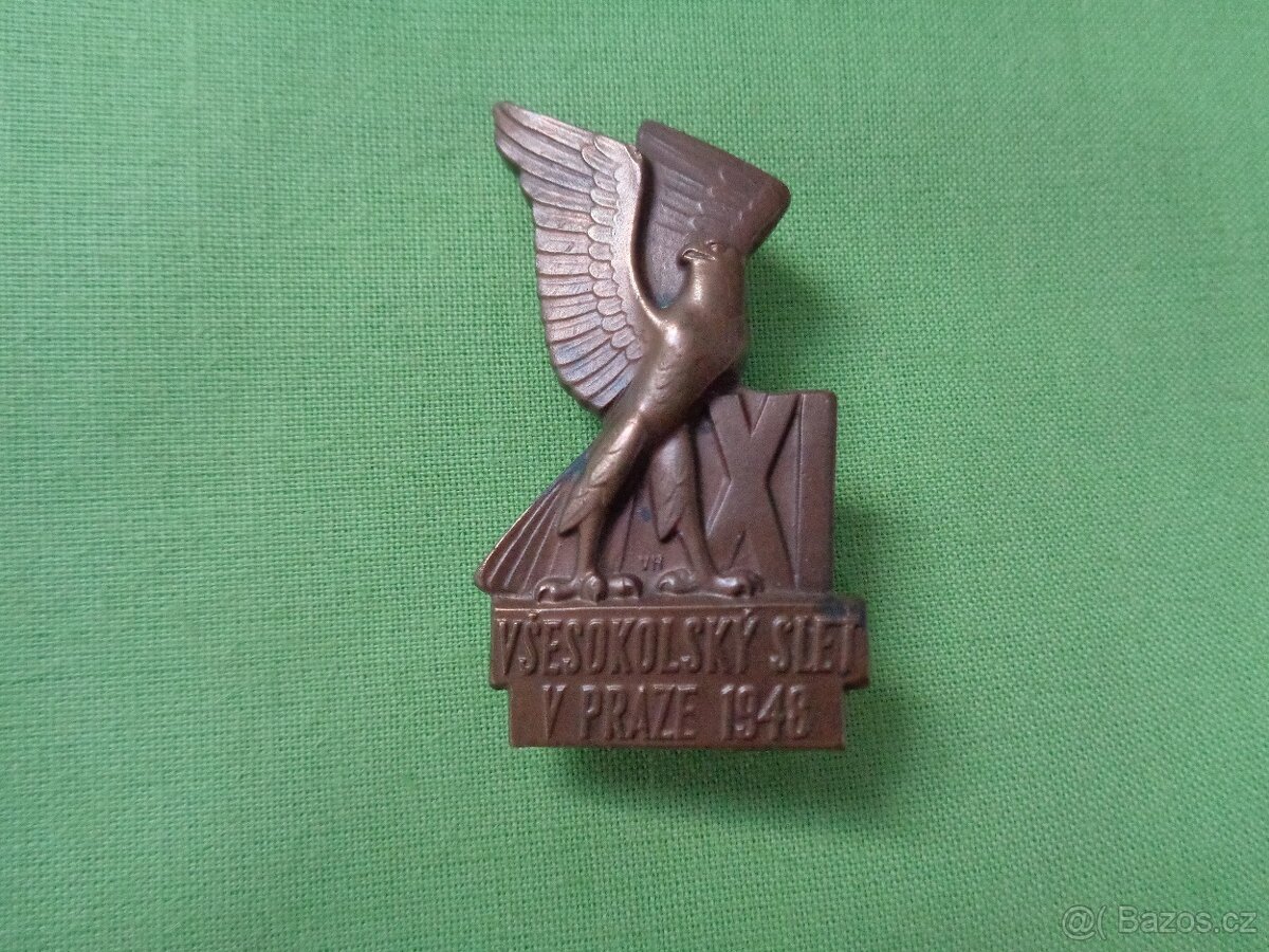 Starý odznak "Všesokolský slet v Praze 1948"