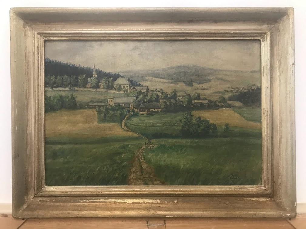 Starožitný obraz - Vesnička