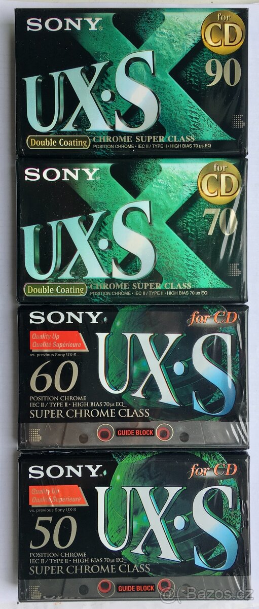 4ks kazeta SONY UX-S 50 + 60 + 70 + 90 = 1010kc s dopravou