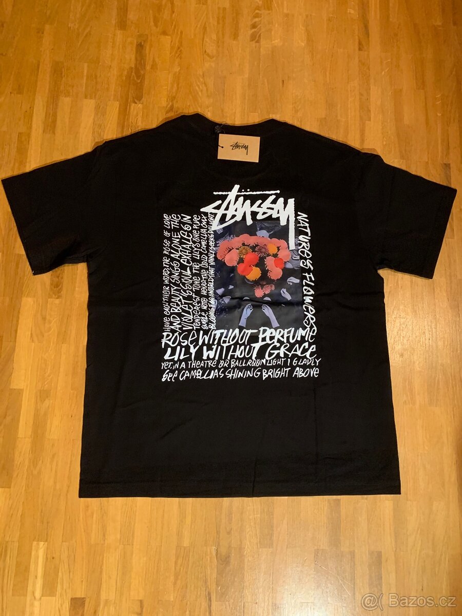 Stüssy tričko – Nature’s Flower – nové – černé – M