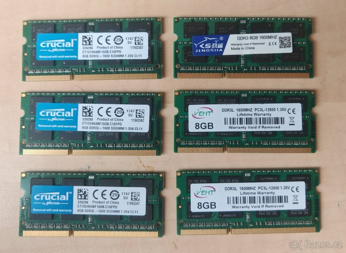 Prodám RAM DDR3 8GB 1600MHz do notebooku
