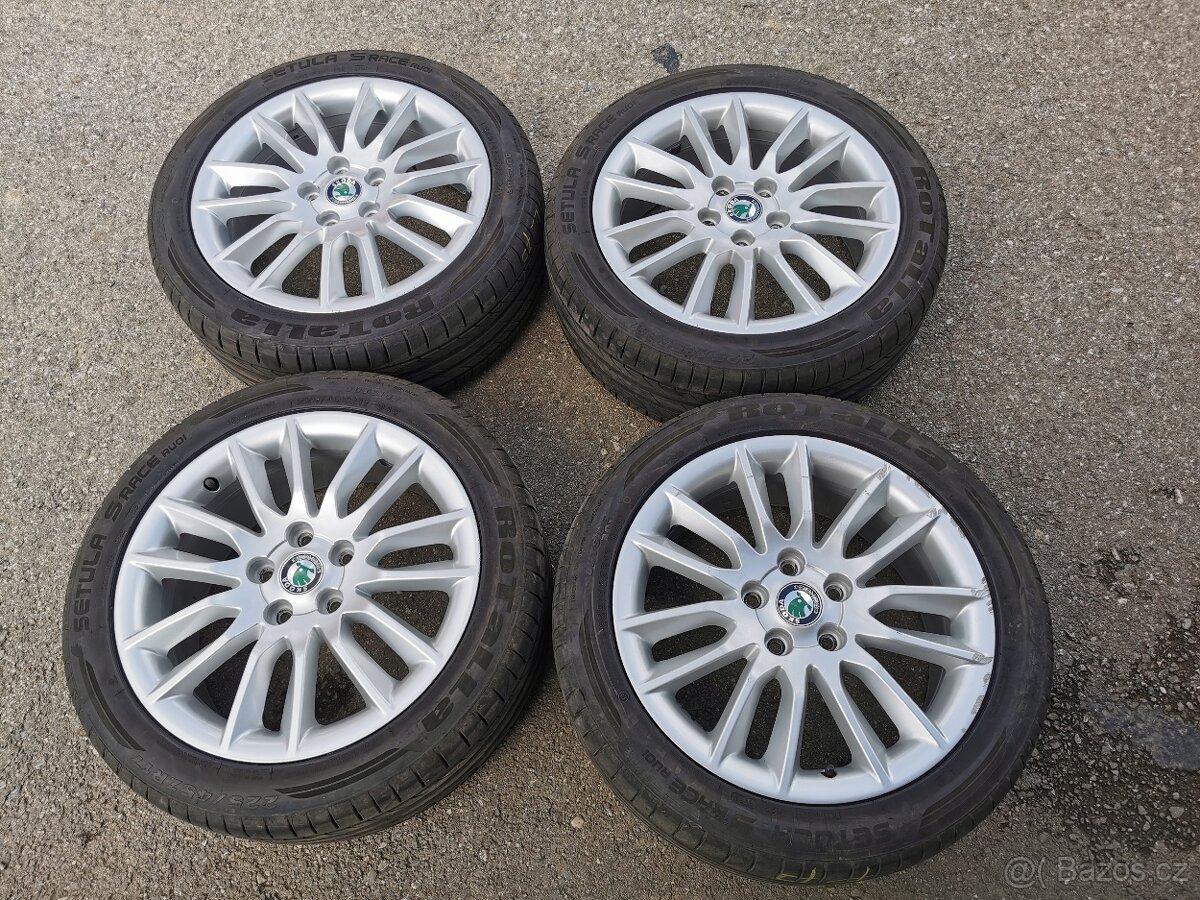 Alu kola 5x112 r17 skoda 225/45r17 pneu letni