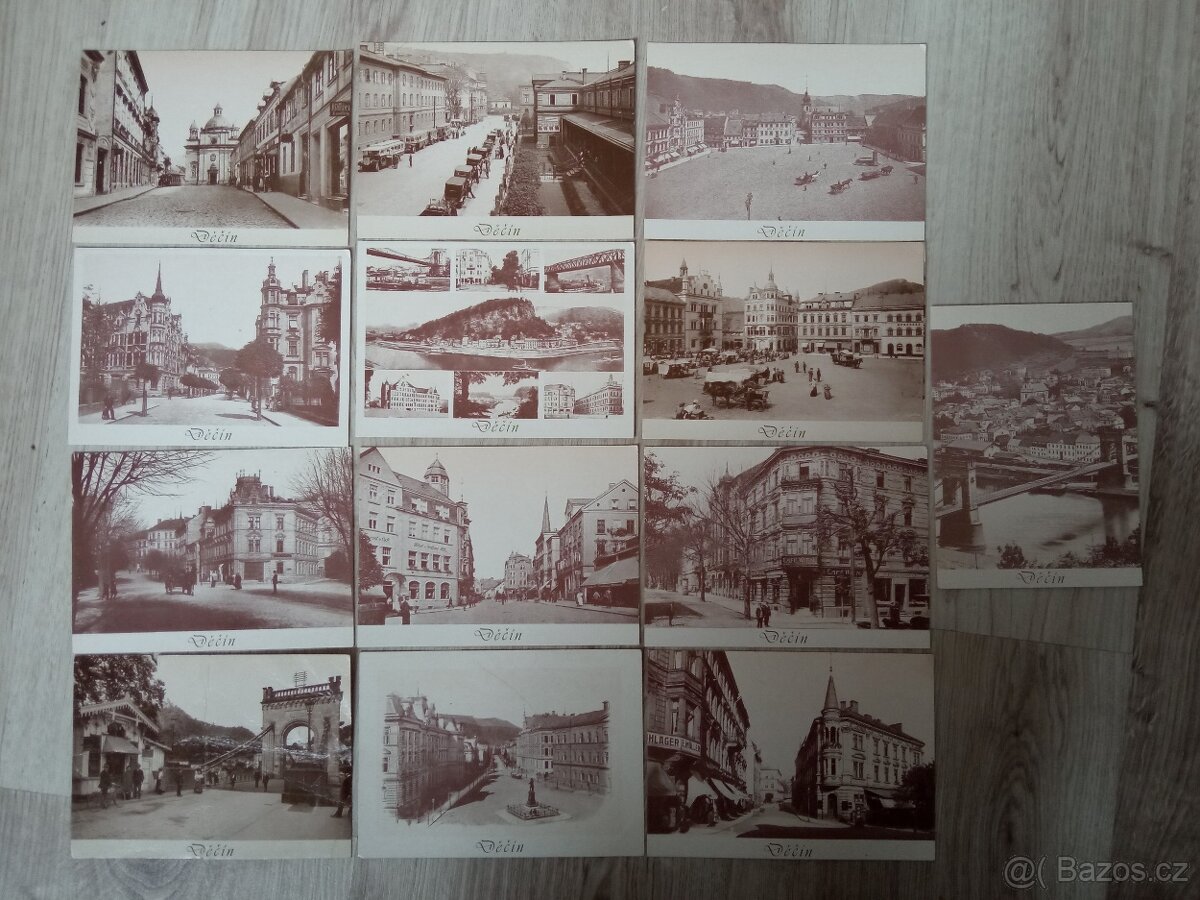 Sada 13 historických pohlednic Děčín