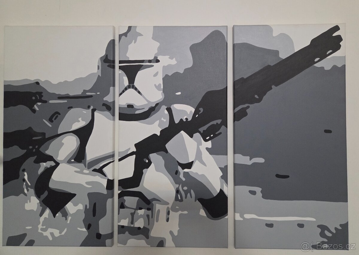 Ručně malovaný POP Art STAR WARS 3 dílný - 120x80 cm