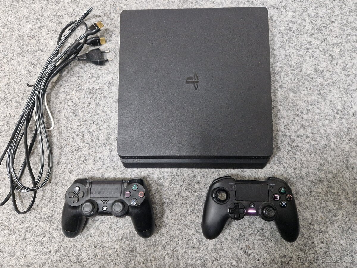 Playstation 4 slim 2x ovladač + kabeláz