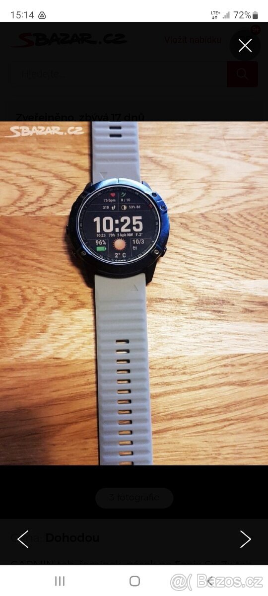 Fenix 5x, 6x, 7x, 8 tah, řemínek, pásek 26mm Šedý