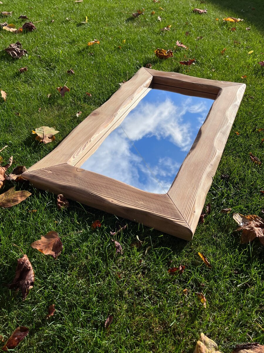 Zrcadlo v dřevěném rámu 50x90cm - tónování světlý dub