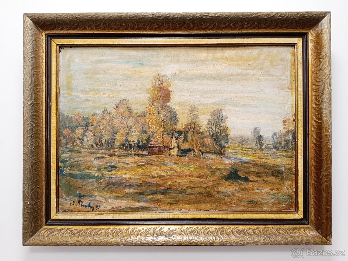 Obraz Jaroslav Štechr, Valašské chalupy, olej 62x82
