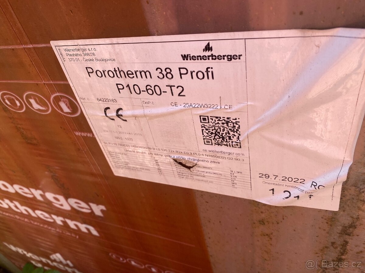 Prodám Porotherm 38 Profi P10-60-T2 a Porotherm 14 Profi P10
