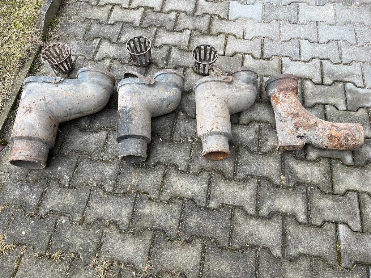 1x starý litinový Geiger + 1x litinové koleno