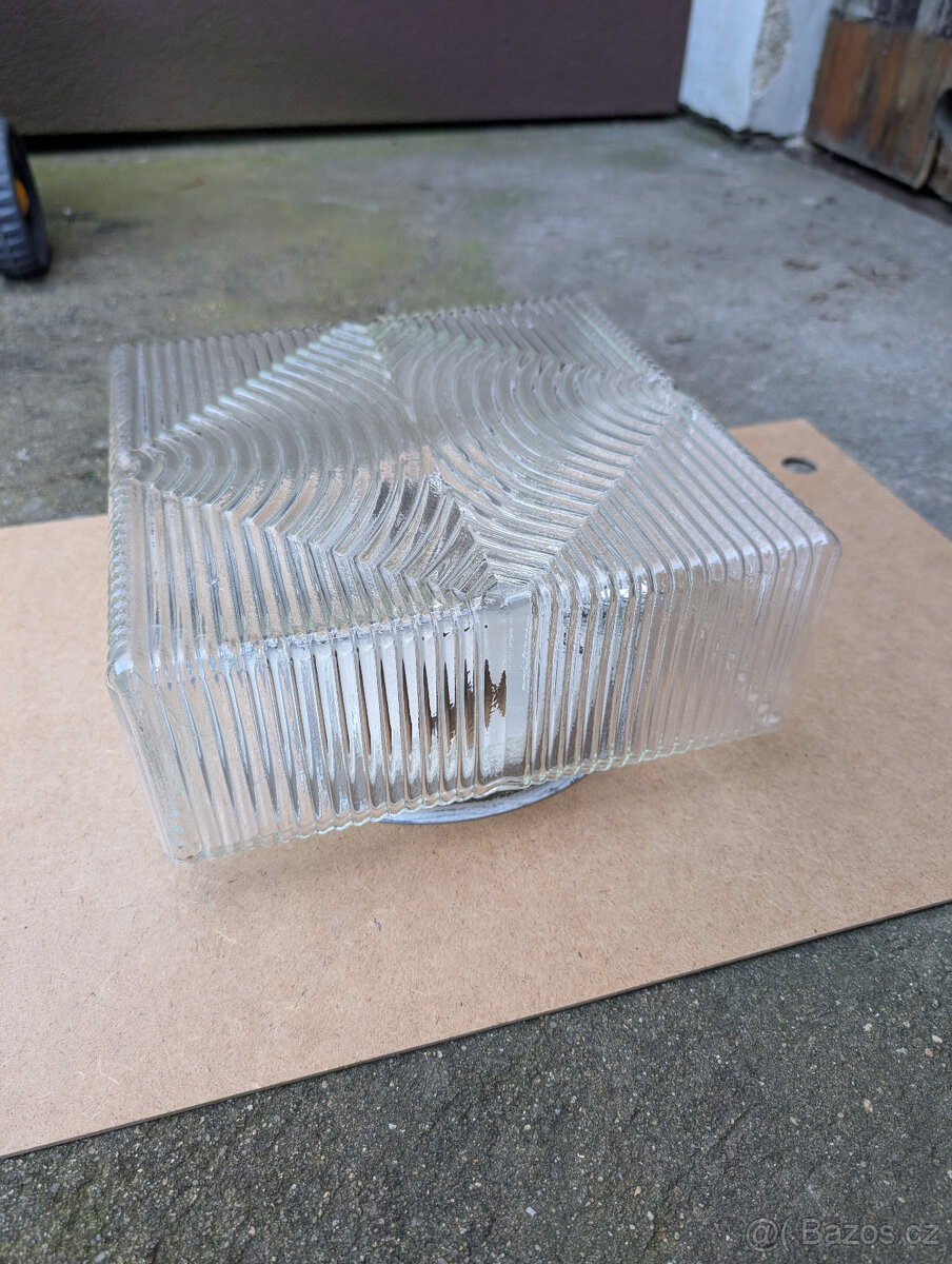 Retro skleněné hranaté nástěnné světlo, lustr