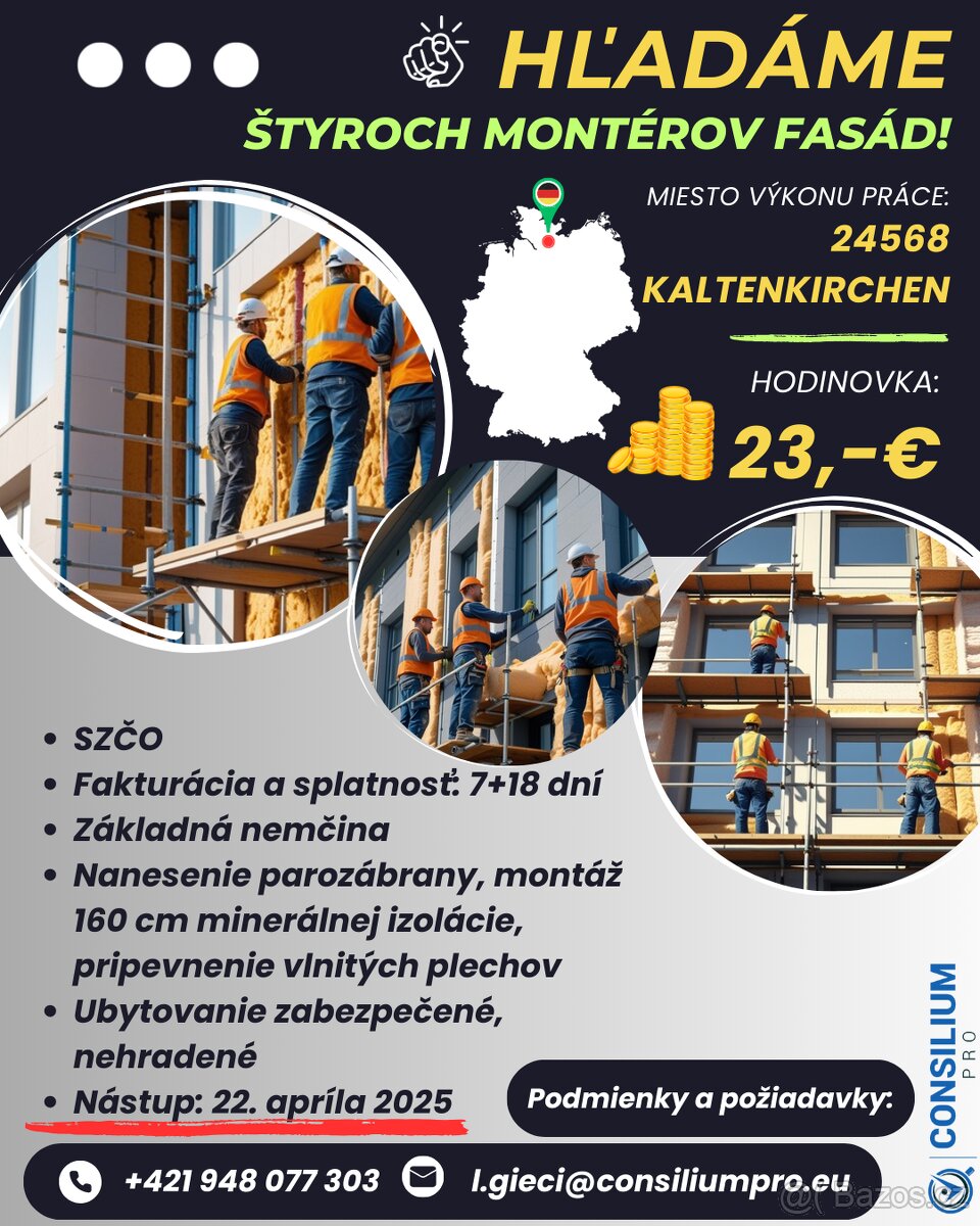 Hľadáme štyroch montérov fasád.