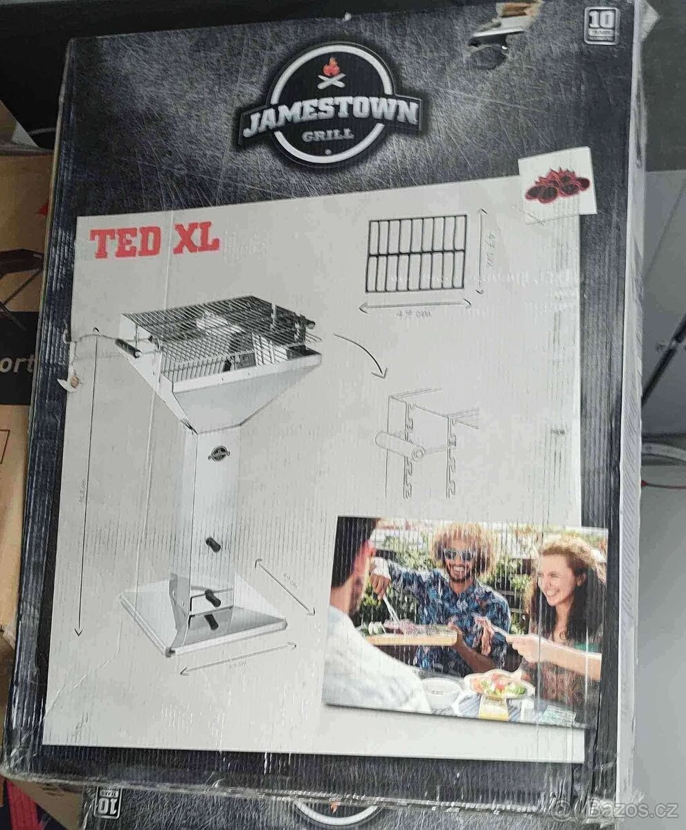 Nerezový, zahradní gril na dřevěné uhlí TED XL