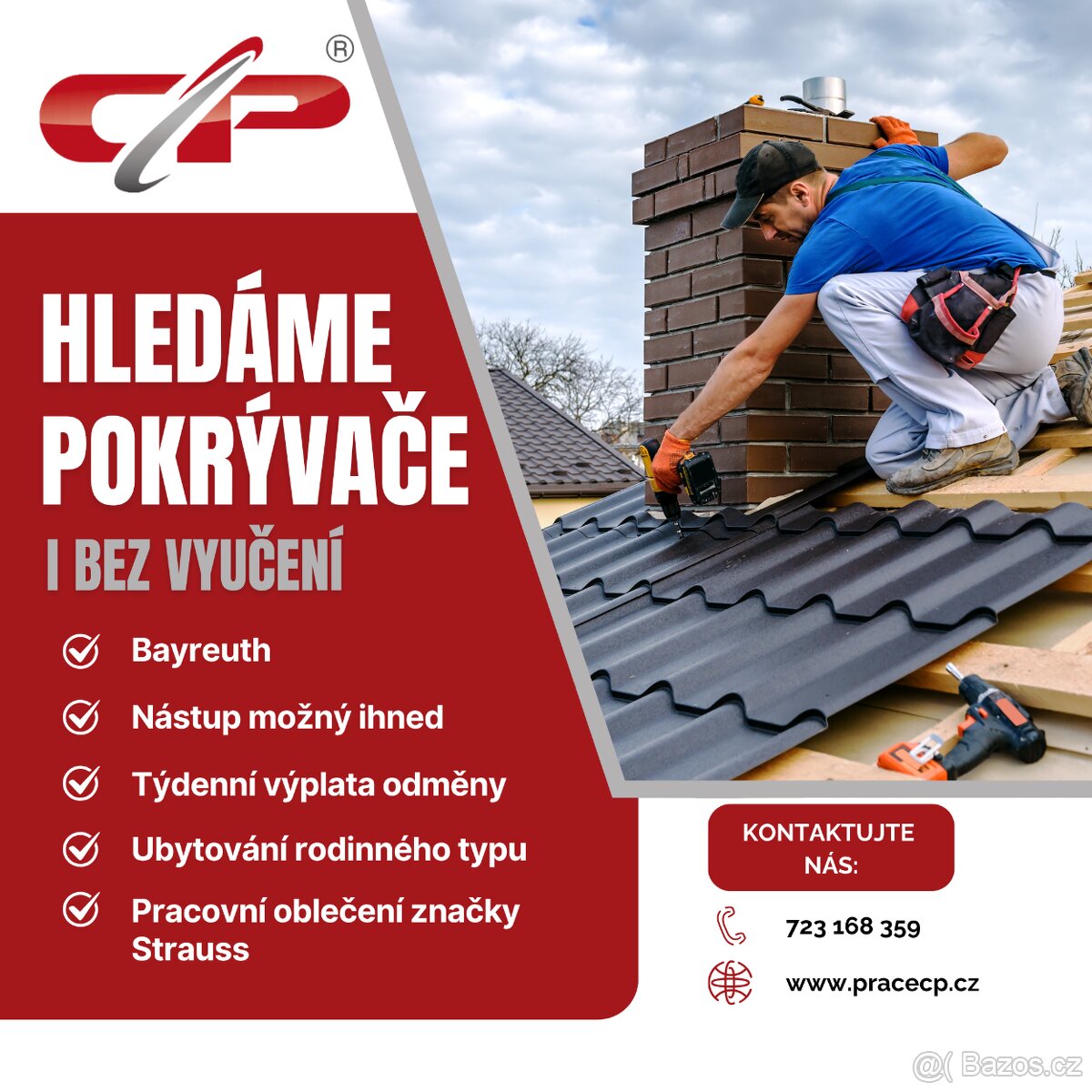 Práce v Německu s TÝDENNÍ výplatou - pokrývač