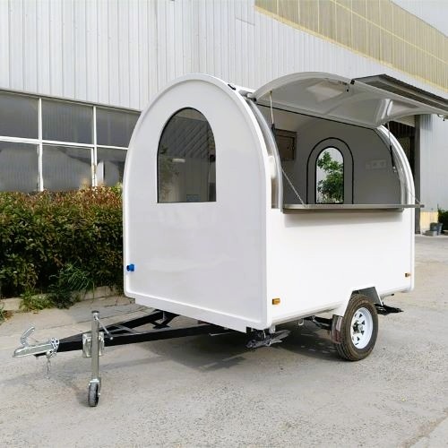 Food Truck Bílý 2,0 m široký s podvozkem a vybavením