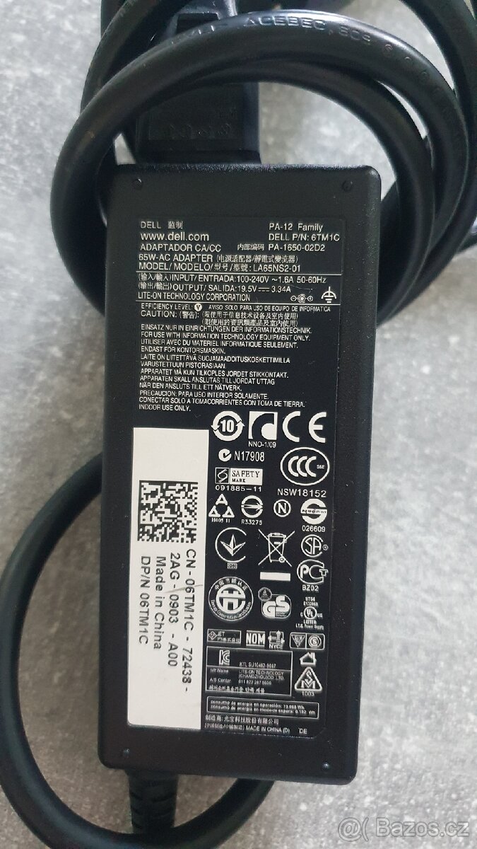 DELL nabíječka, adaptér, zdroj 65W, 19.5V, 3.4A, nový