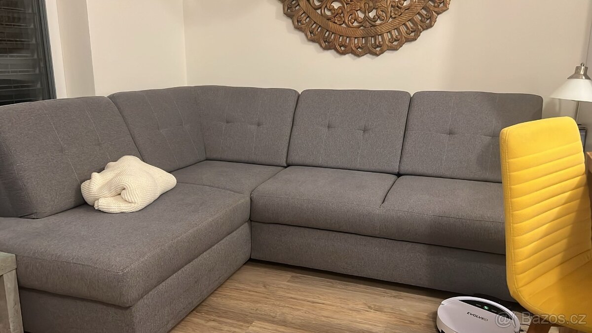 rohová, čalouněná, rozkladací s vel.uložnym prostorem