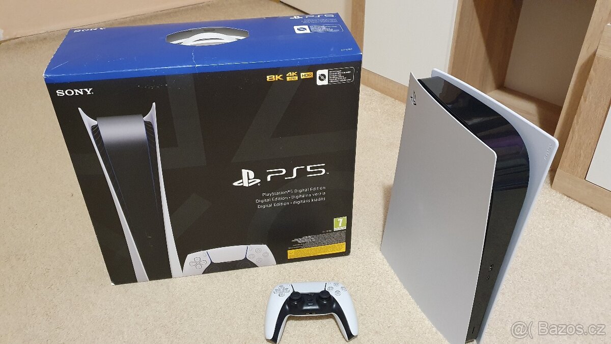 Playstation 5, ovladac dualsense a kabelaz.