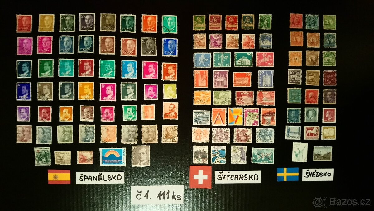 poštovní známky / Španělsko - Švýcarsko - Švédsko  111ks