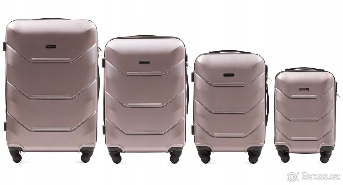 Cestovní kufry WINGS17,sada 4kusů S,M,L,XL,růžovo zlatá