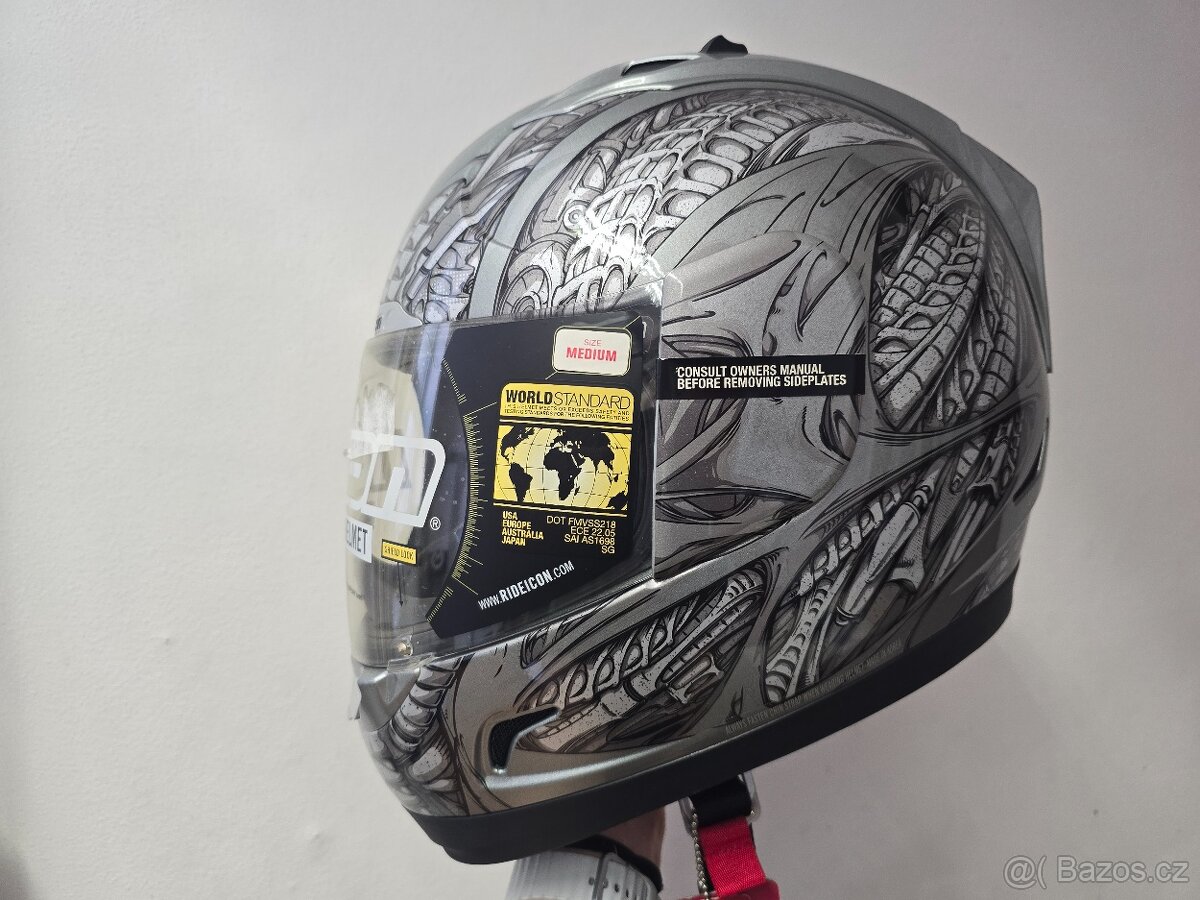 Integrální přilba Icon Alliance Speedmetal stříbrná /černá M