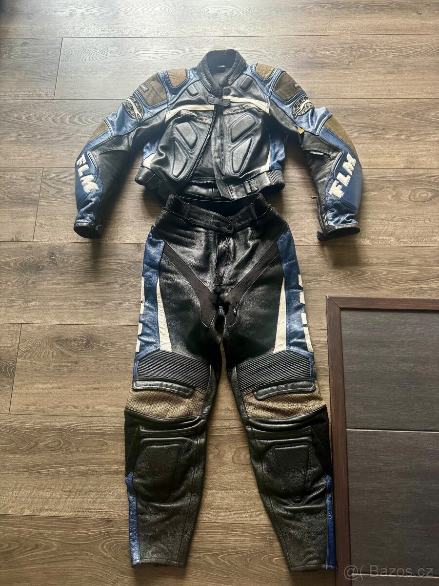 Dámská kožená motokombinéza FLM + možnost moto boty (vel. 38