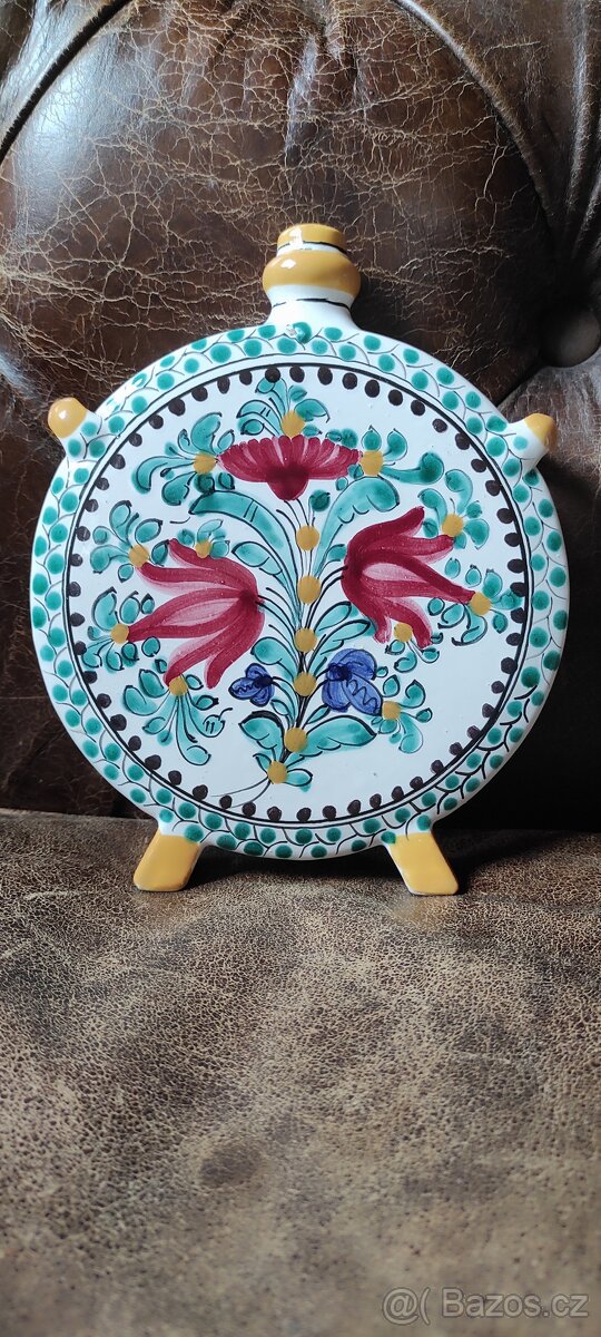 Retro keramická malovaná placatka