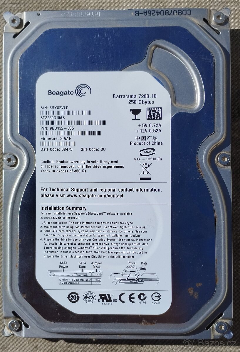 SEAGATE ST3250310AS 250GB/3,5"/SATA