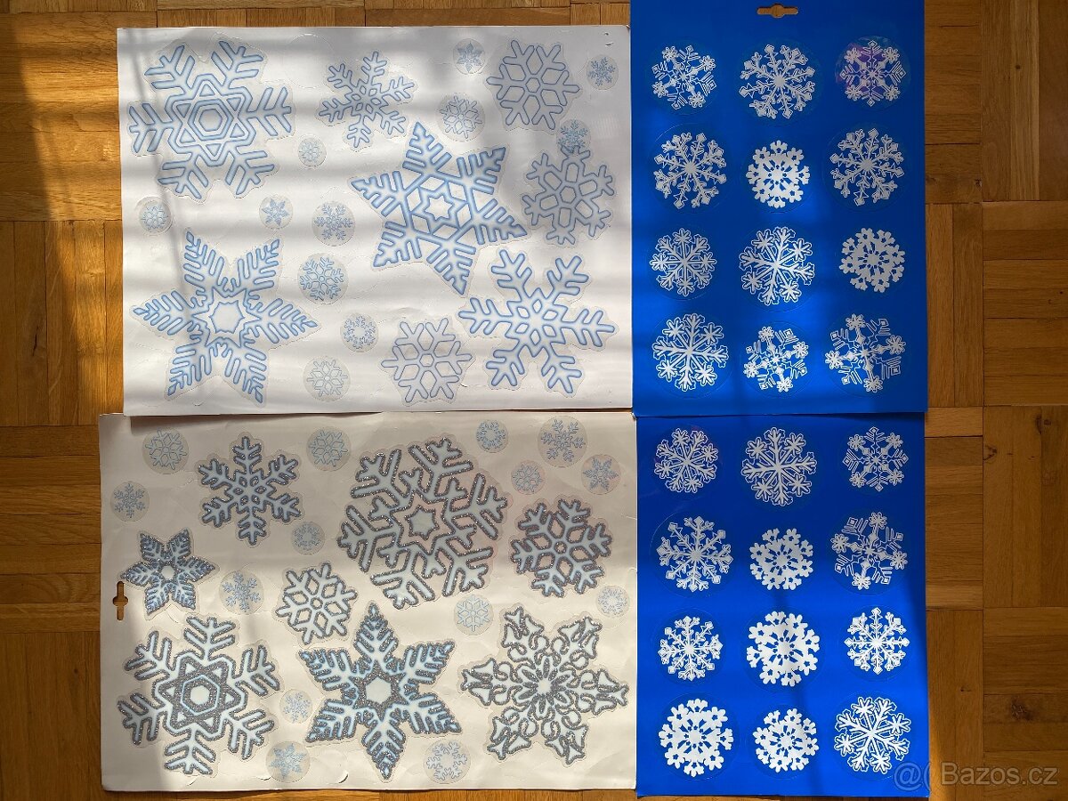 Vánoční dekorace - samolepky na sklo + gelové ozdoby