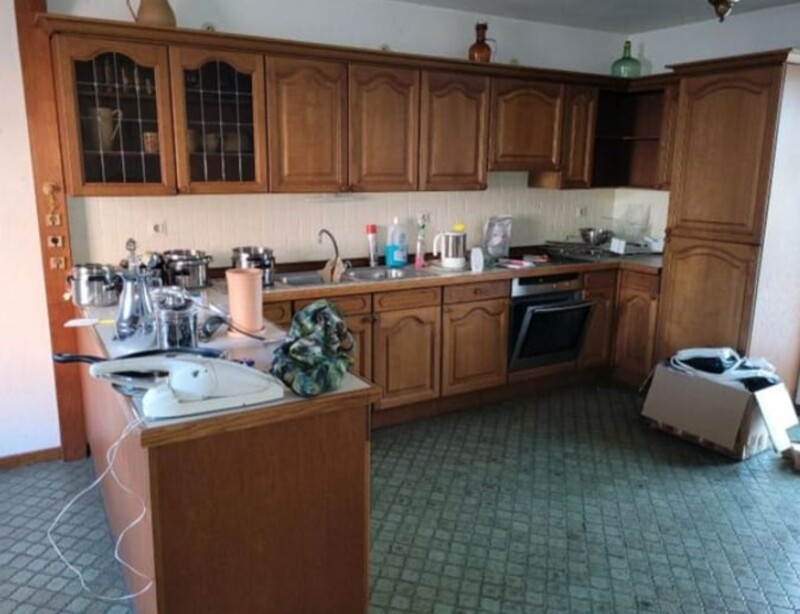 Rustikální dubová linka do U se spotřebiči,6236