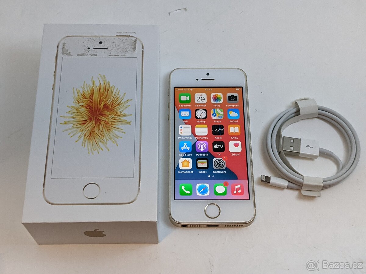 iPhone SE 128gb gold. Top stav. Baterie 87%. Záruka 6 měsíců