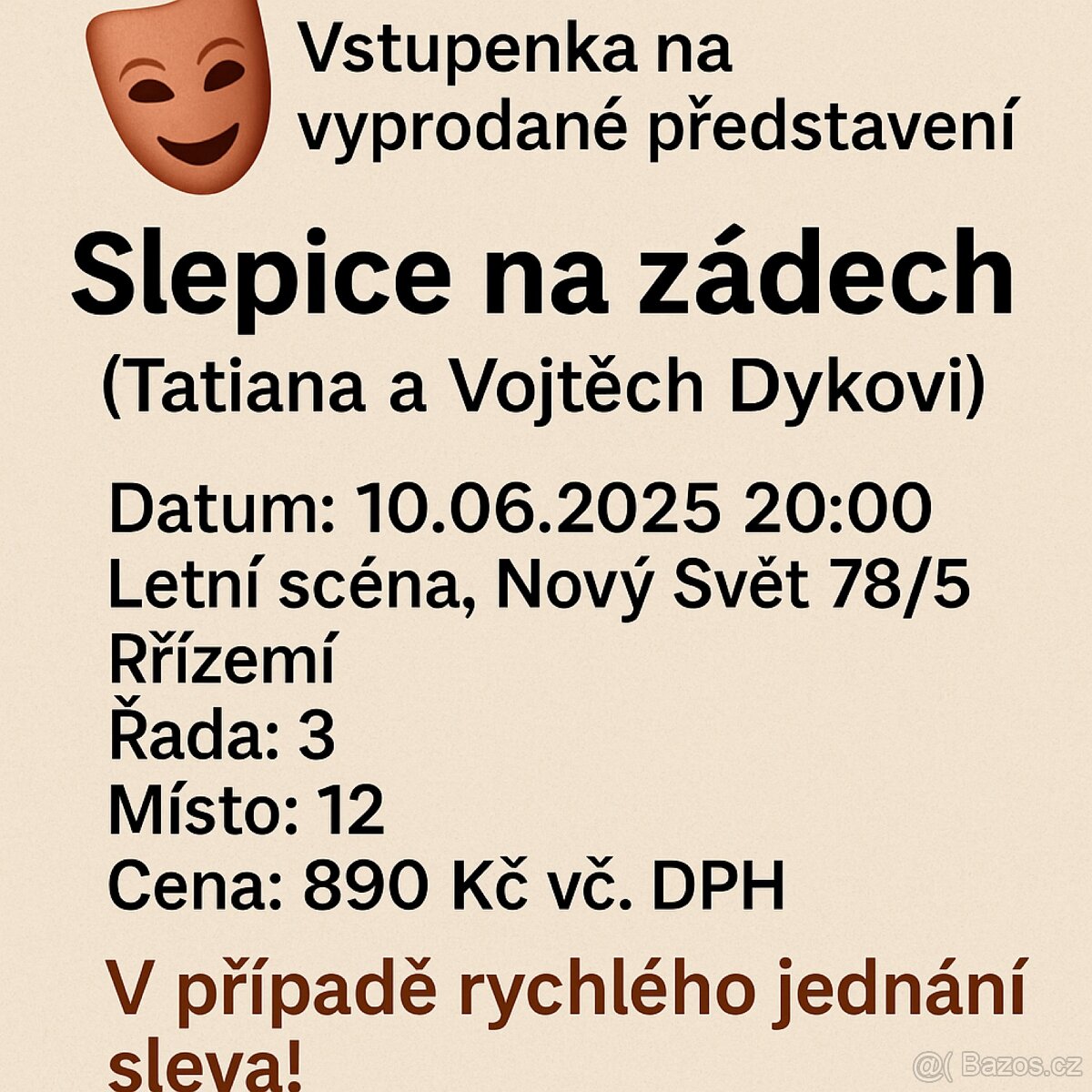 🎭 Slepice na zádech – Dykovi, vyprodané představení