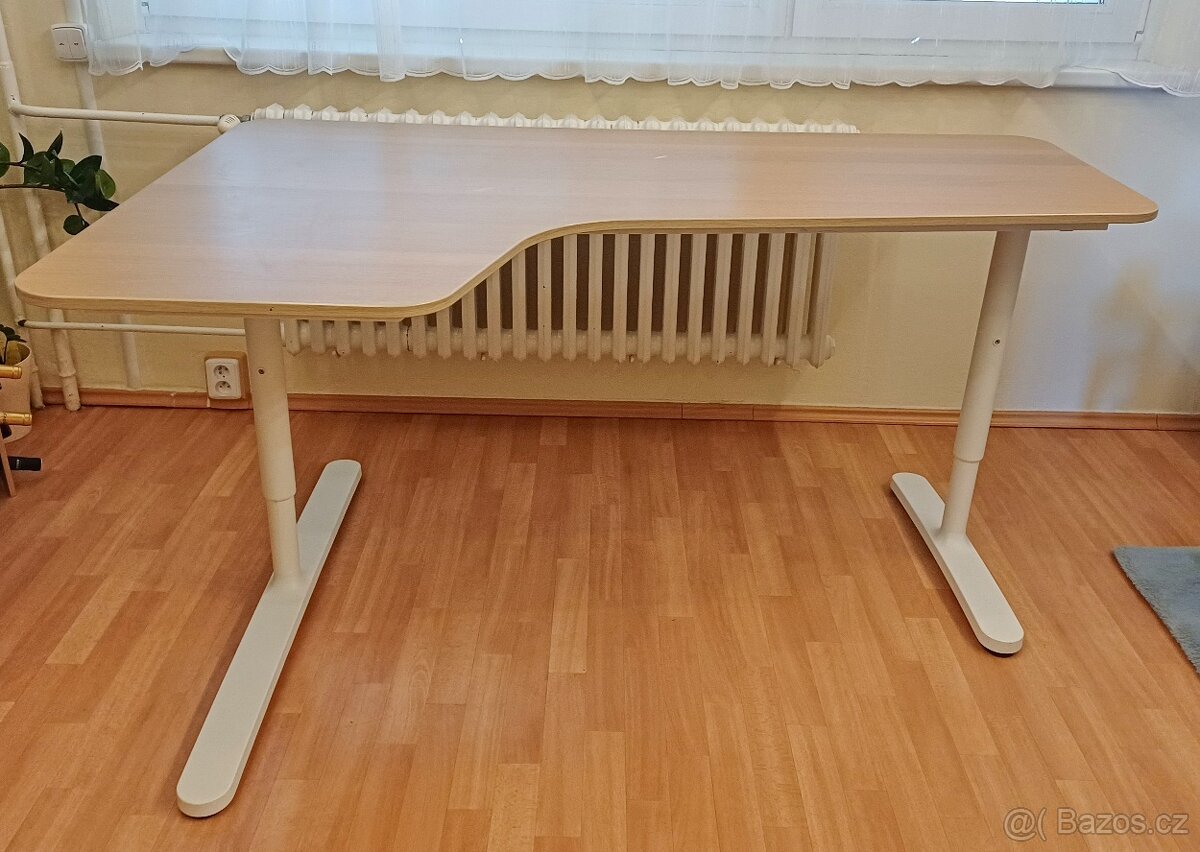 Rohový pracovní stůl nastavitelná výška + šuplíky