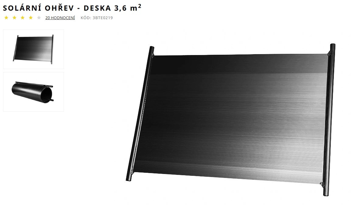 Bazénový solární ohřev 3,6 m2