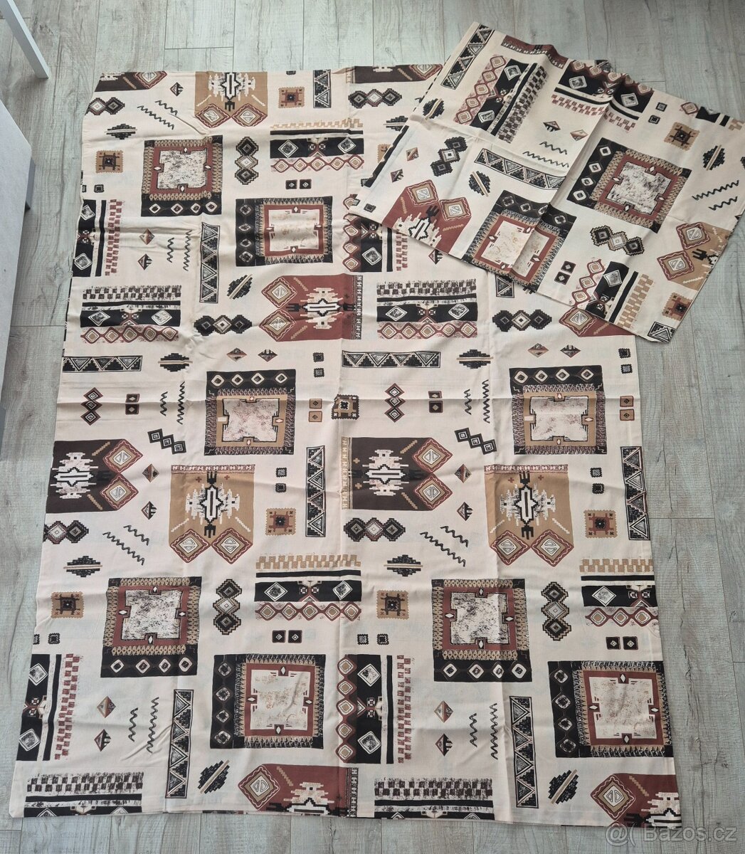 Povlečení tmavě hnědé/béžové nové 2 lůžka