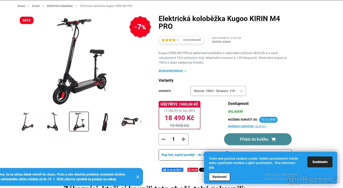 kugoo kirin m4 pro 500w maximalně 60km/h možna i vice