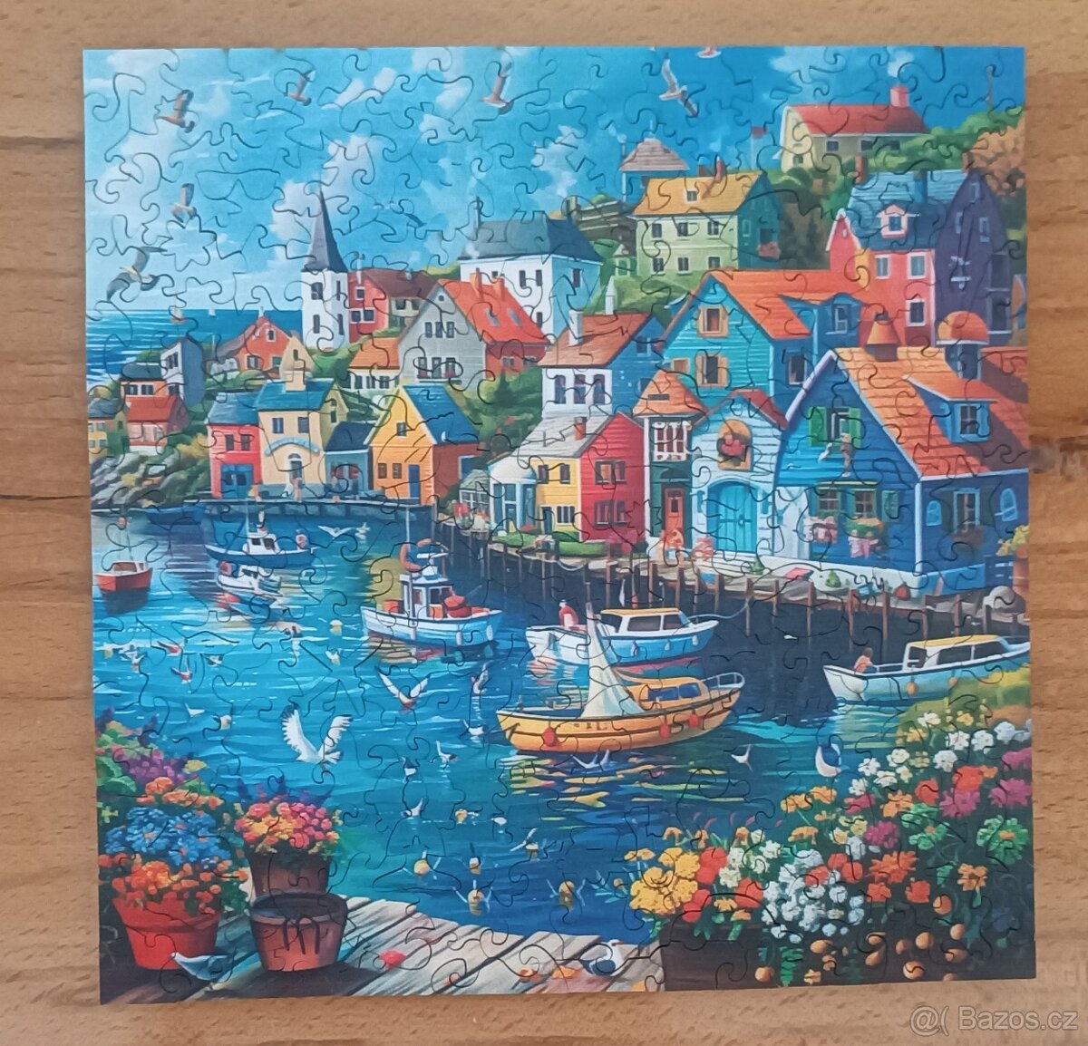 Dřevěné puzzle s motivem přístavu