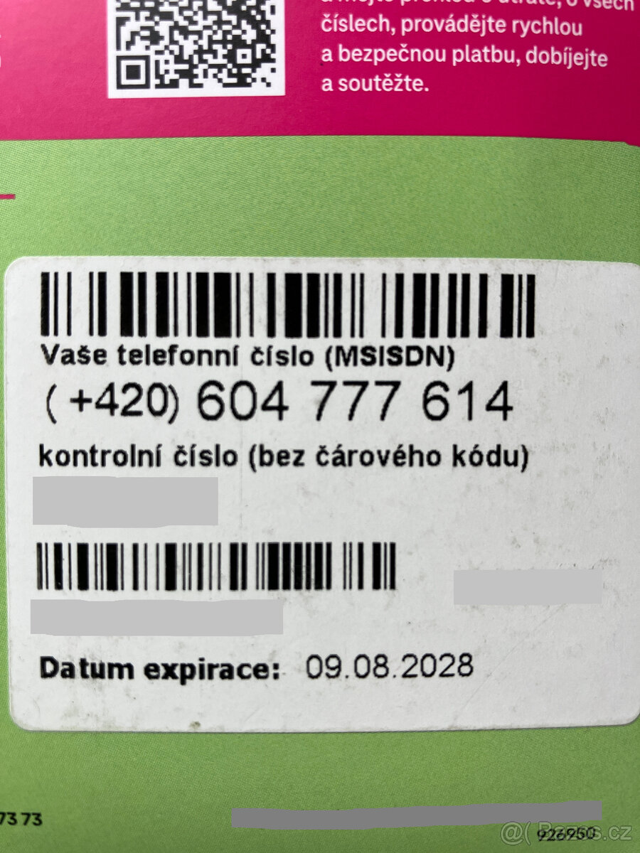 Pěkné číslo, zlatá sim na předplacené kartě