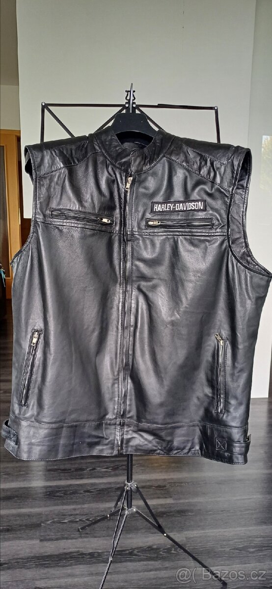 Kožená vesta s logem Harley Davidson