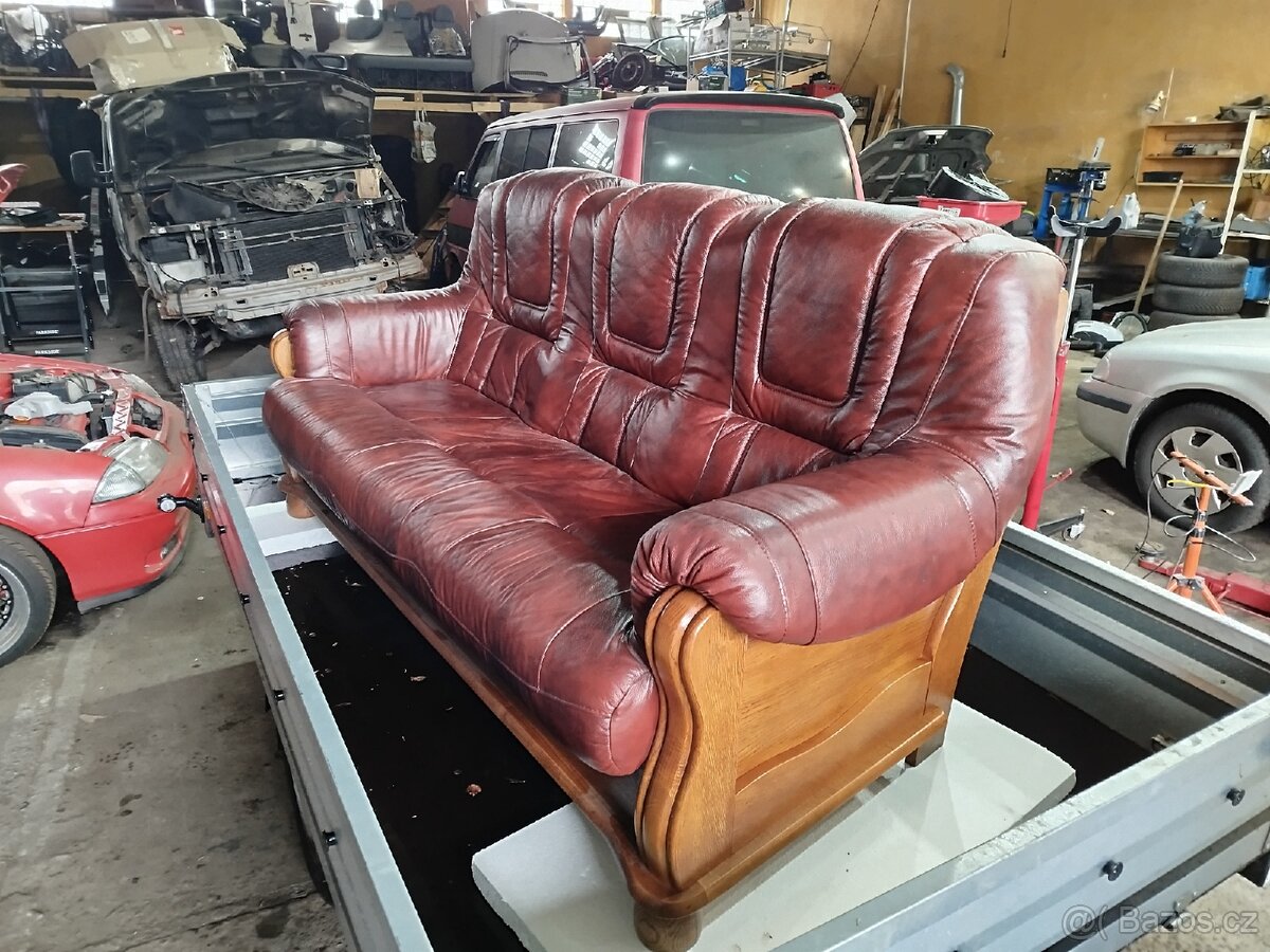 Pohovka gauč Aneta II pravá kůže + masiv