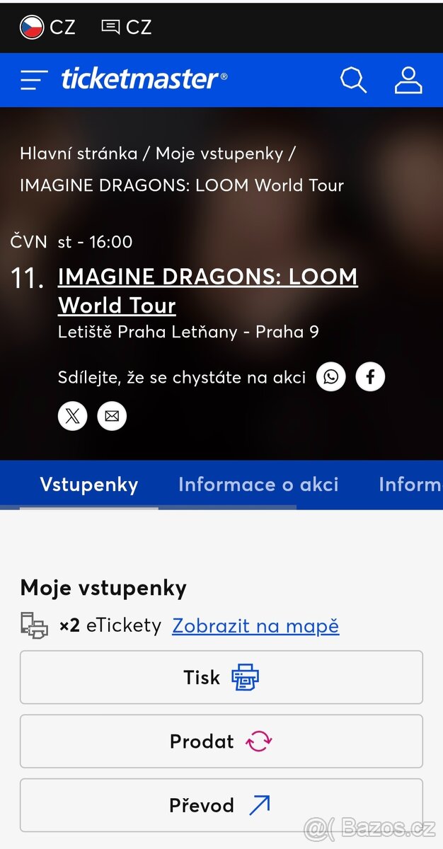 Vstupenky Imagine Dragons LOOM World Tour Praha 11.06