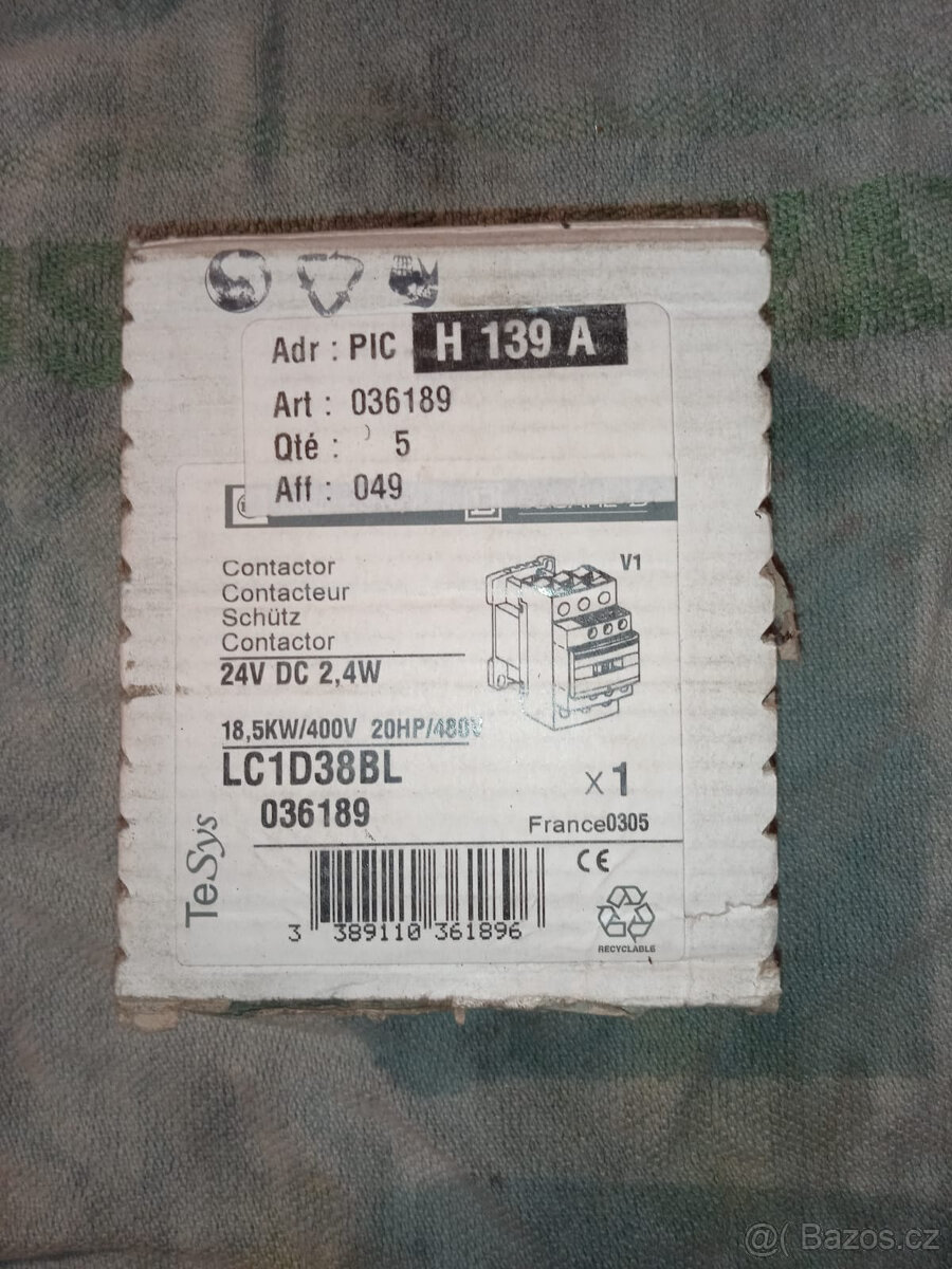 Prodám Schneider Electric LC1D38BL Stykač 38A 1"Z" +1"V" 2,4